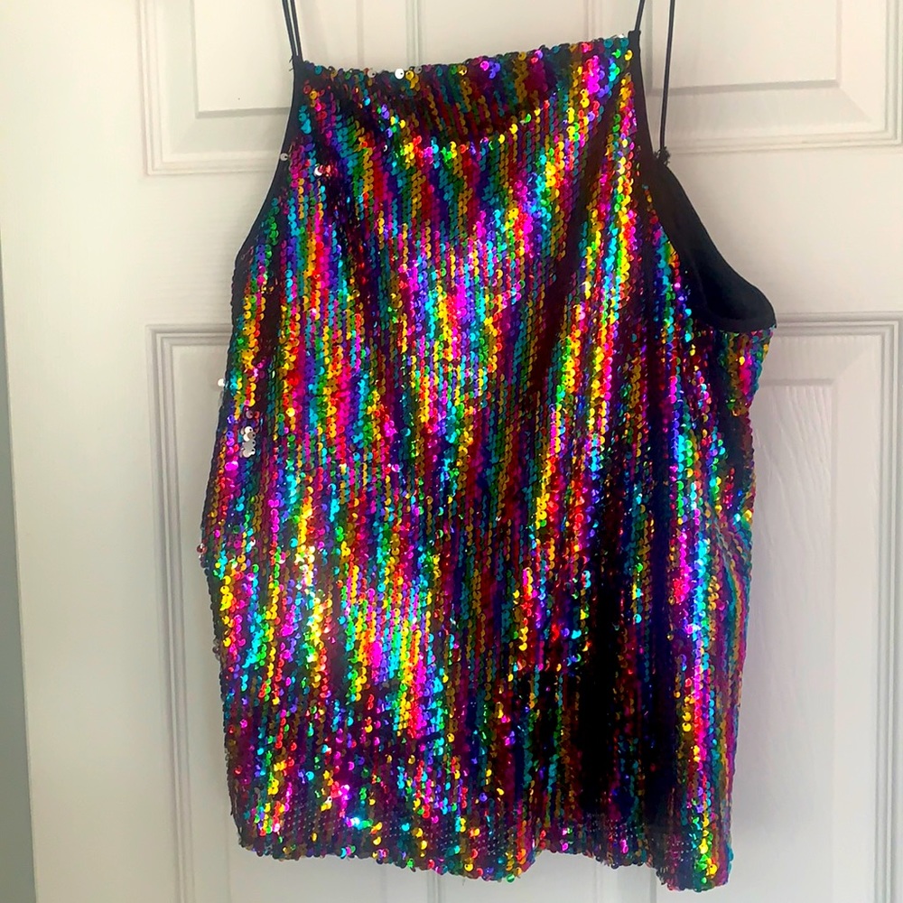 Sugarlips Rainbow Sequin Halter Camisole